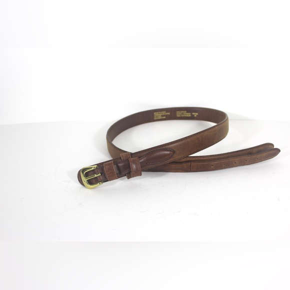 Sueded Tan Leather Belt with Brass Buckle - Picture 3 of 9